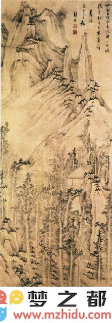 龚贤《寒林古屋图》