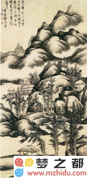 龚贤《云岭残曛图》