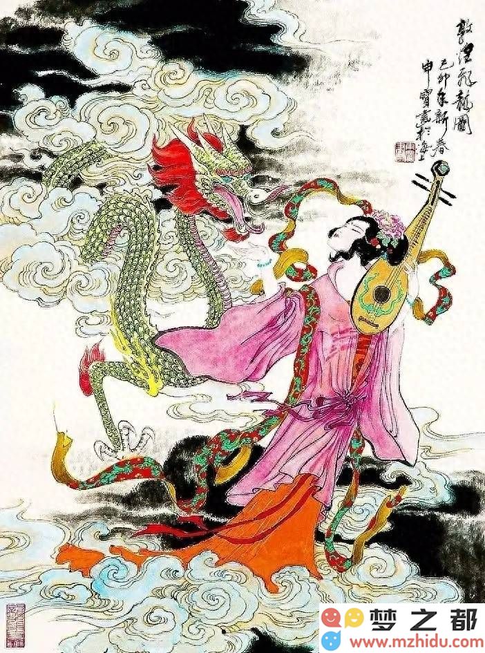 郑家声的龙女绘画作品，灵动轻盈而不失威严，仙气十足展现中华龙文化的独特魅力！