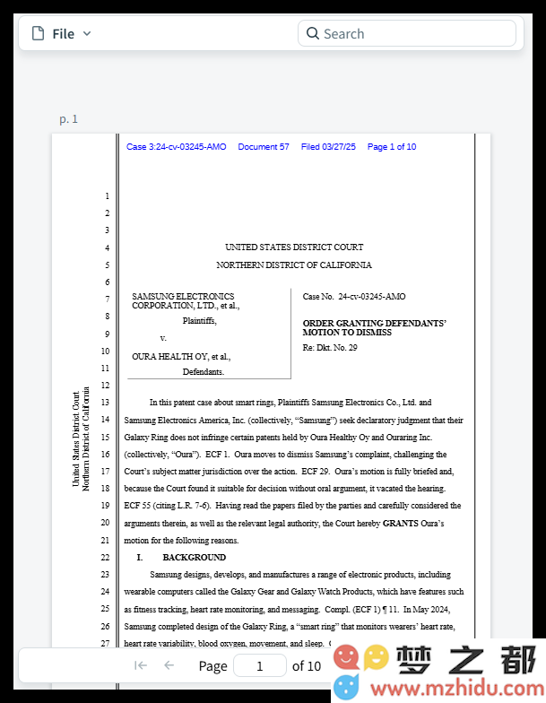 三星智能戒指专利侵权诉讼被法官驳回，Oura并未威胁到其知识产权