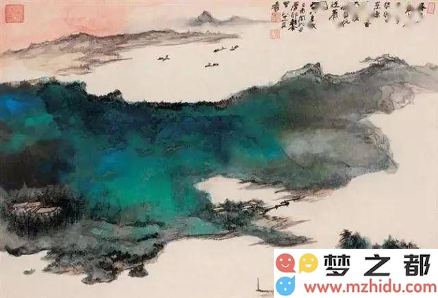 张大千泼彩山水画艺术:运用丰富色彩勾勒山水灵魂,展现东方文化之美!