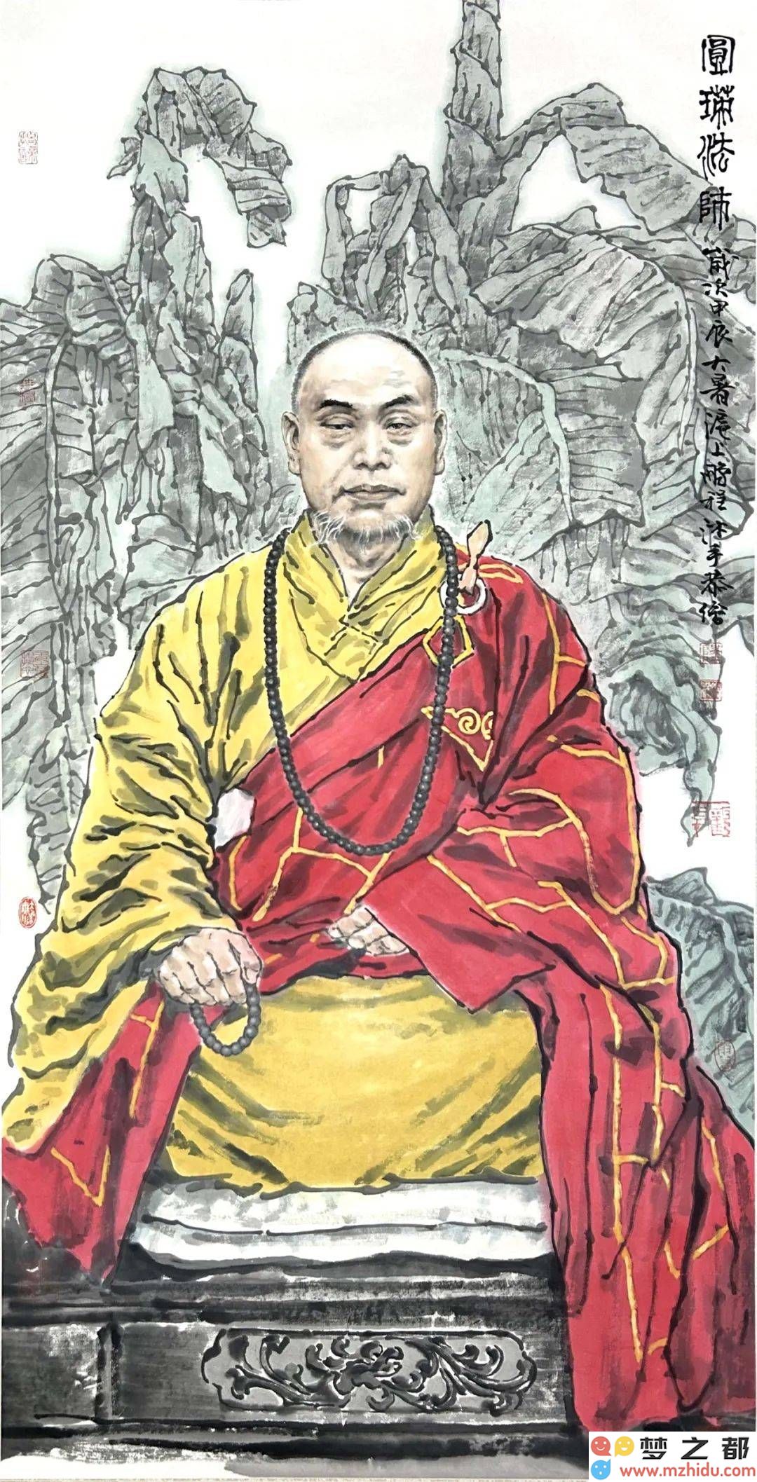 陆鹏程倾情描绘近现代佛教巨匠，笔墨丹青展现高僧风采