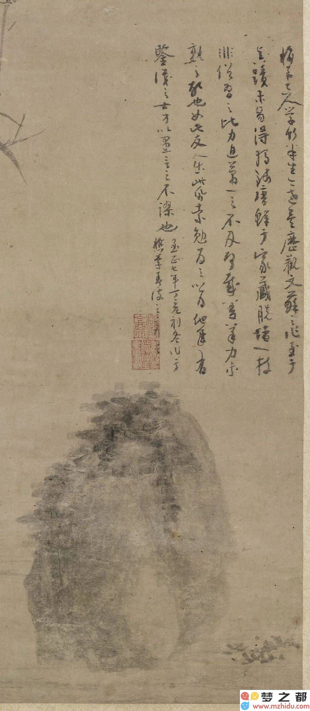 吴镇的《竹石图》：在笔墨交融中展现文人清雅与洒脱之风格