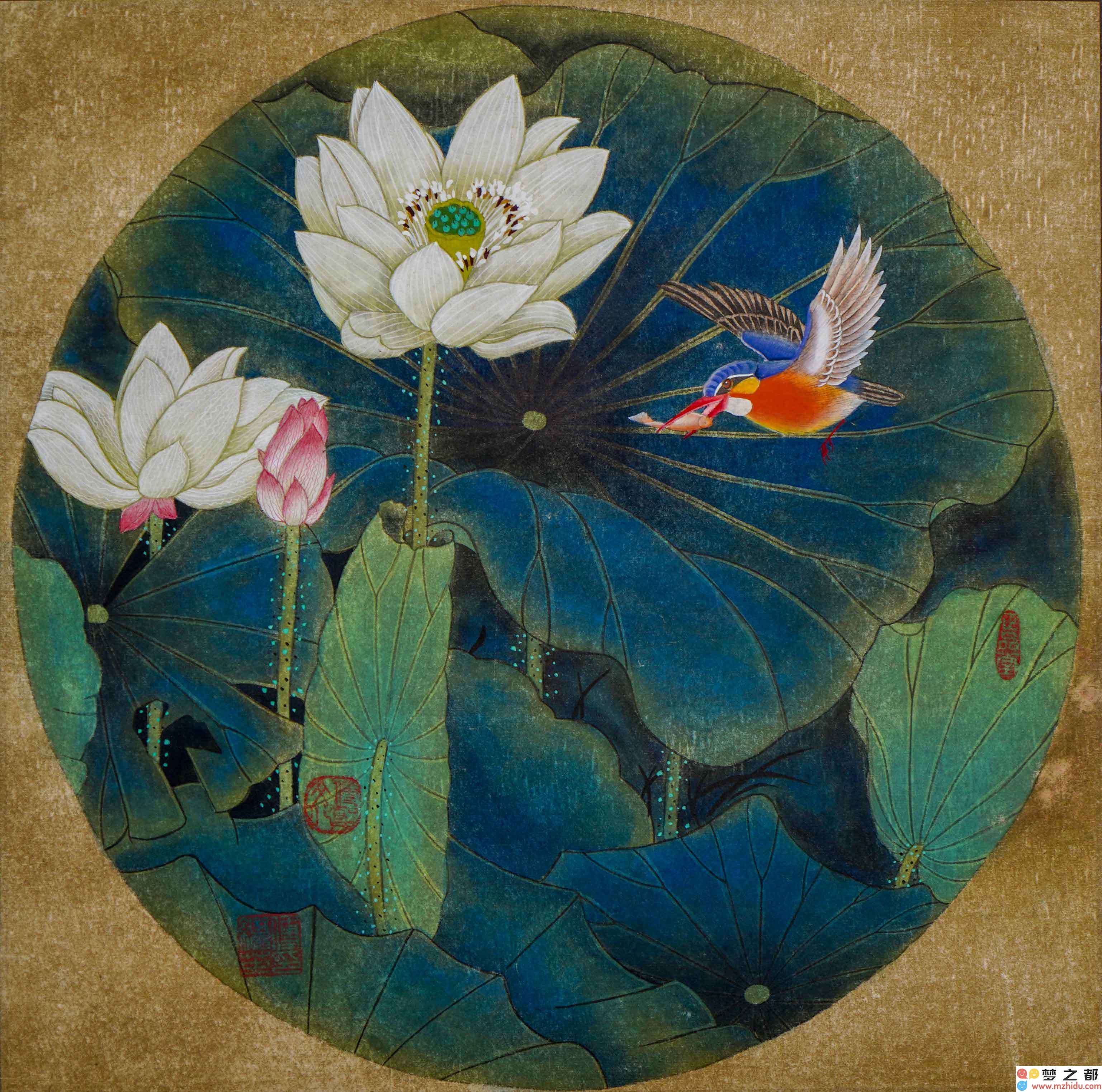 傅继英工笔展现《荷花图》之美：家居装饰理想选择，象征吉祥与和谐美好的艺术品