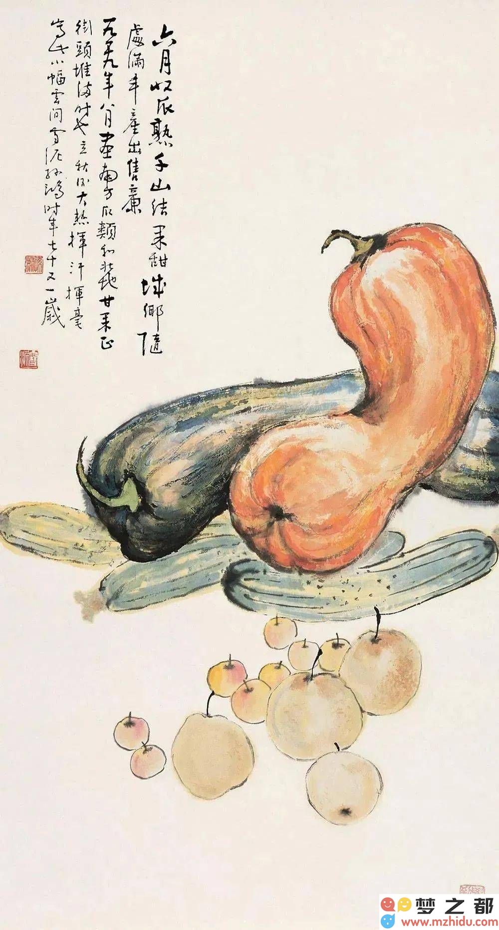 孙雪泥的画作评论：绚丽的蔬果与鳞介生动呈现，生活的气息浓厚扑面而来！