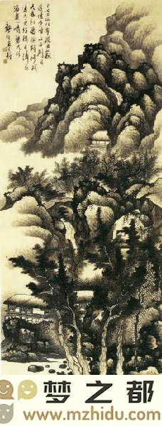 龚贤《云山结楼图》
