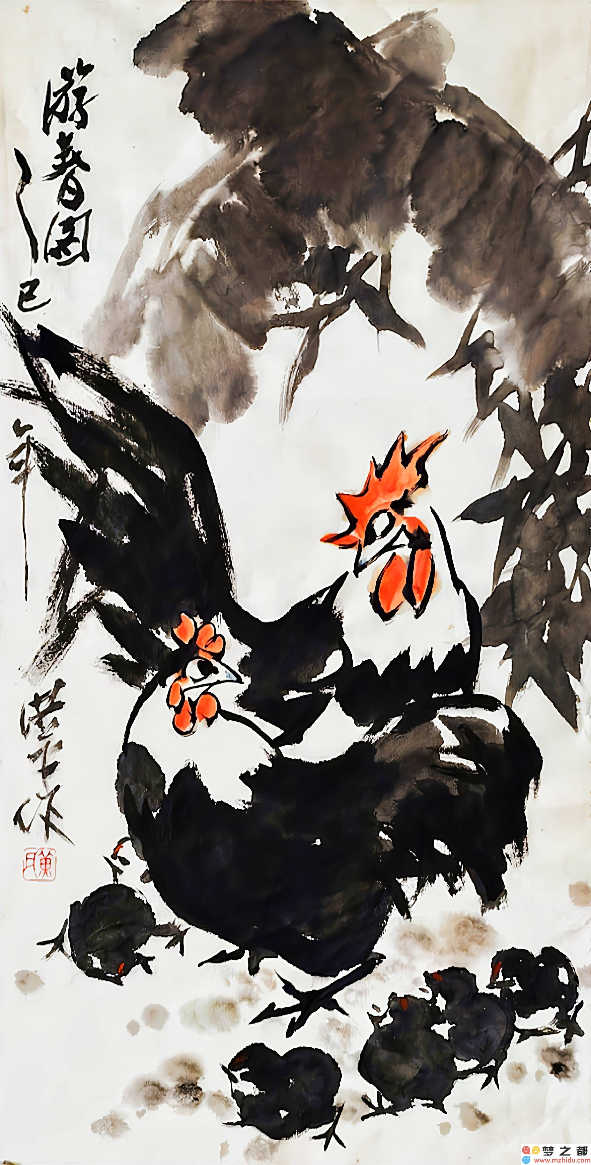 黄洪平的生机盎然花鸟画《游春图》：展现春天的活力与生命力之美！