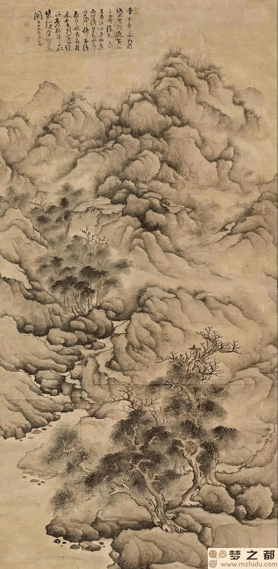 法若真山水画：超然独立，笔墨交融间呈现山水之情韵与自然之美