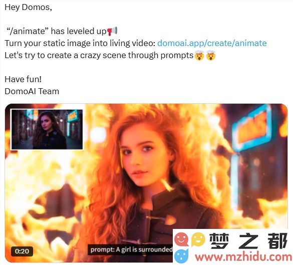 Domo AI推出升级版i2v模型：显著提升了稳定性和提示词的理解能力，让用户体验更为流畅