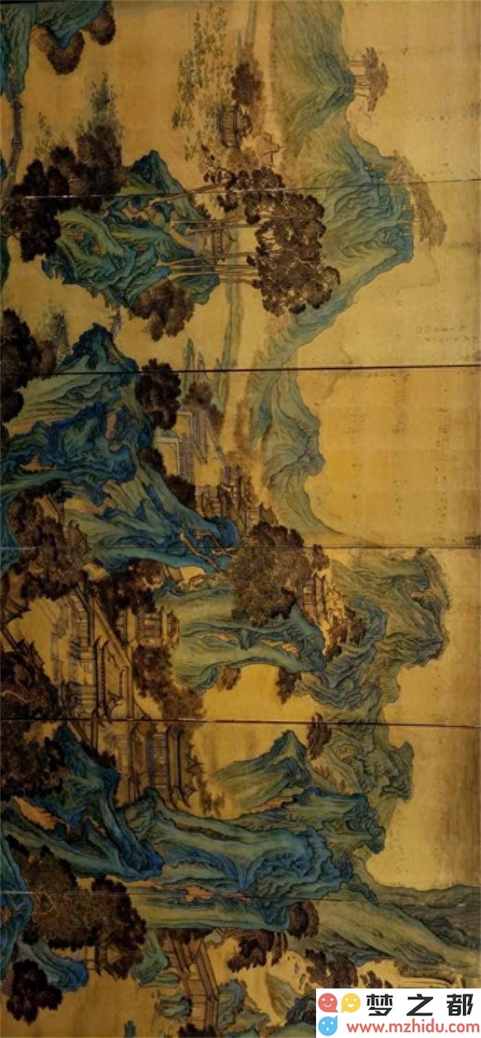 袁耀《九成宫图》完美呈现杜甫的诗意魅力，清代青绿山水之美令人倾倒与赞叹！
