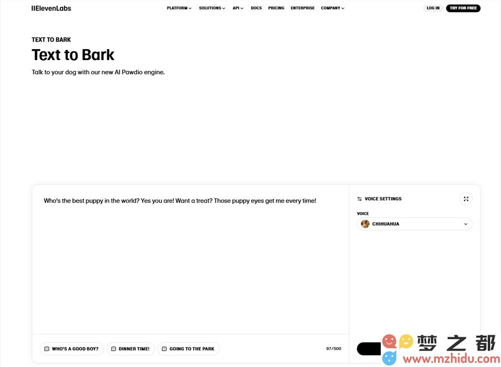 全球创新：ElevenLabs推出首款犬类专用AI文本转语音系统“Text To Bark”