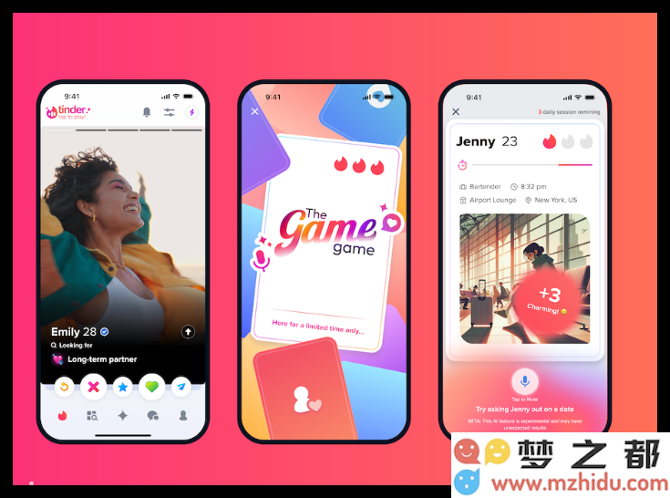 Tinder 推出基于人工智能的调情互动游戏，助力用户提升恋爱技巧与沟通能力！