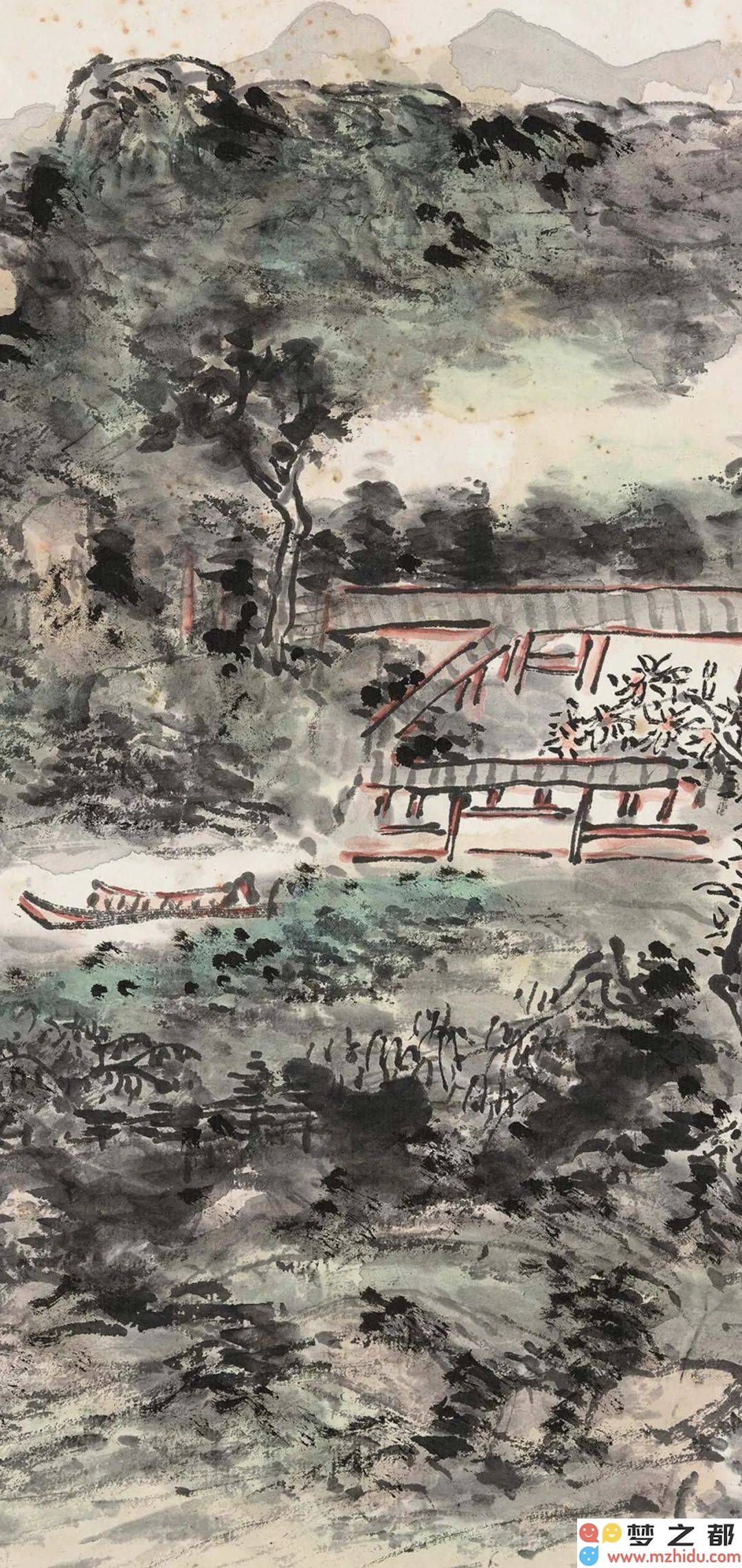 黄宾虹的《江岸闲庭图》：在方寸之中展现山水风景的悠然韵味与细腻魅力
