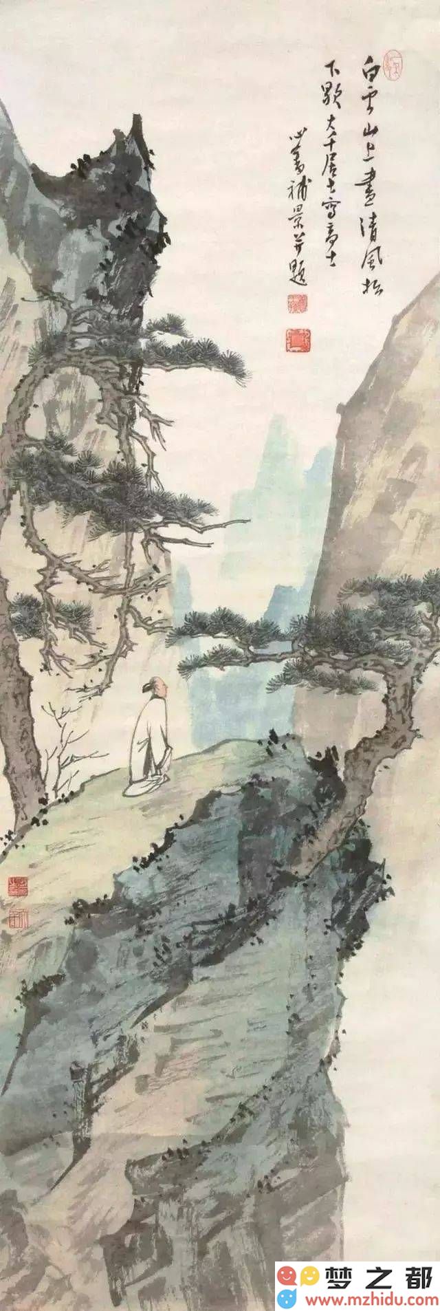 张大千之笔描绘的松荫高士：潇洒逸趣，恰如其分地展现超凡脱俗的艺术境界！