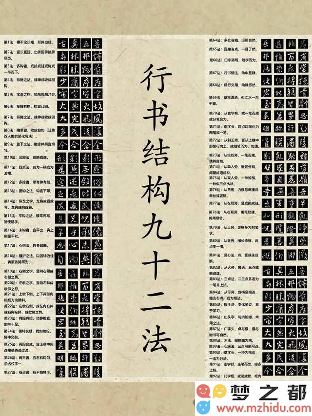行书结构技巧92法，掌握这些秘诀，让你的行书作品也能如行云流水般自如飘逸！