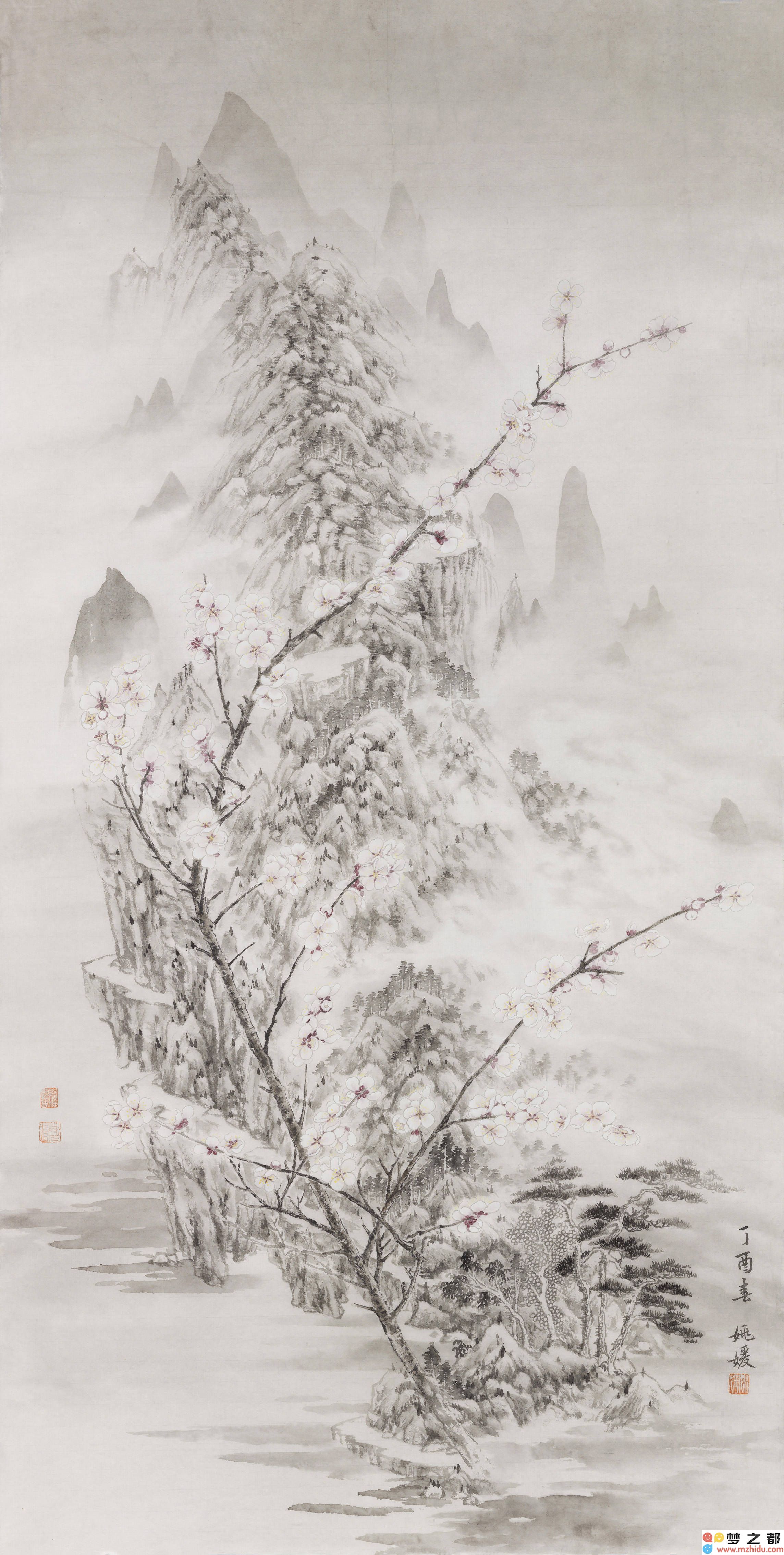 姚媛院长倾心之作《早春浅唱》：用彩墨渲染山水，描绘诗意的春日画卷