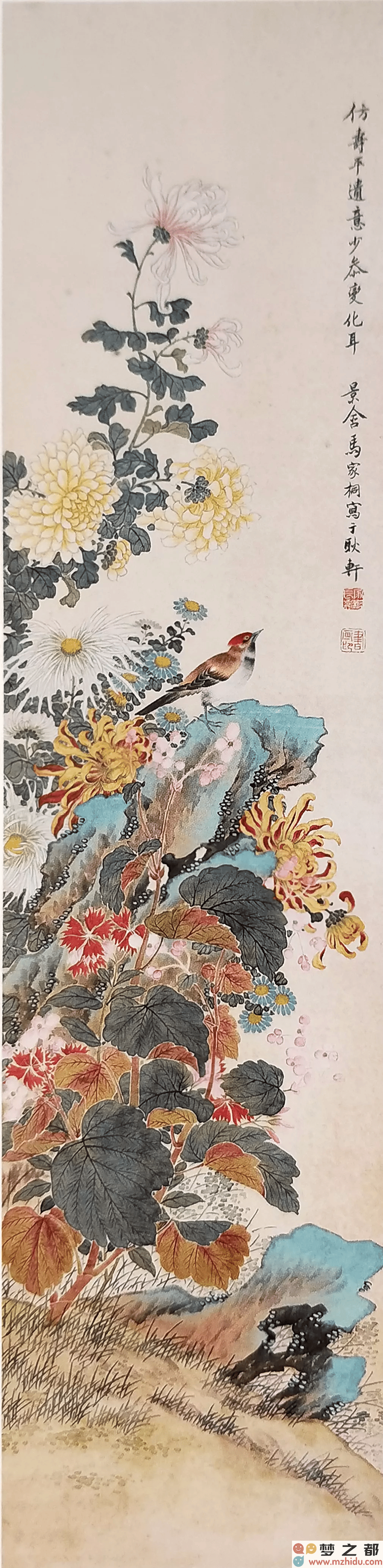 马家桐的花鸟四屏，清代杰出艺术珍品，展现津门文学才子的卓越风范！
