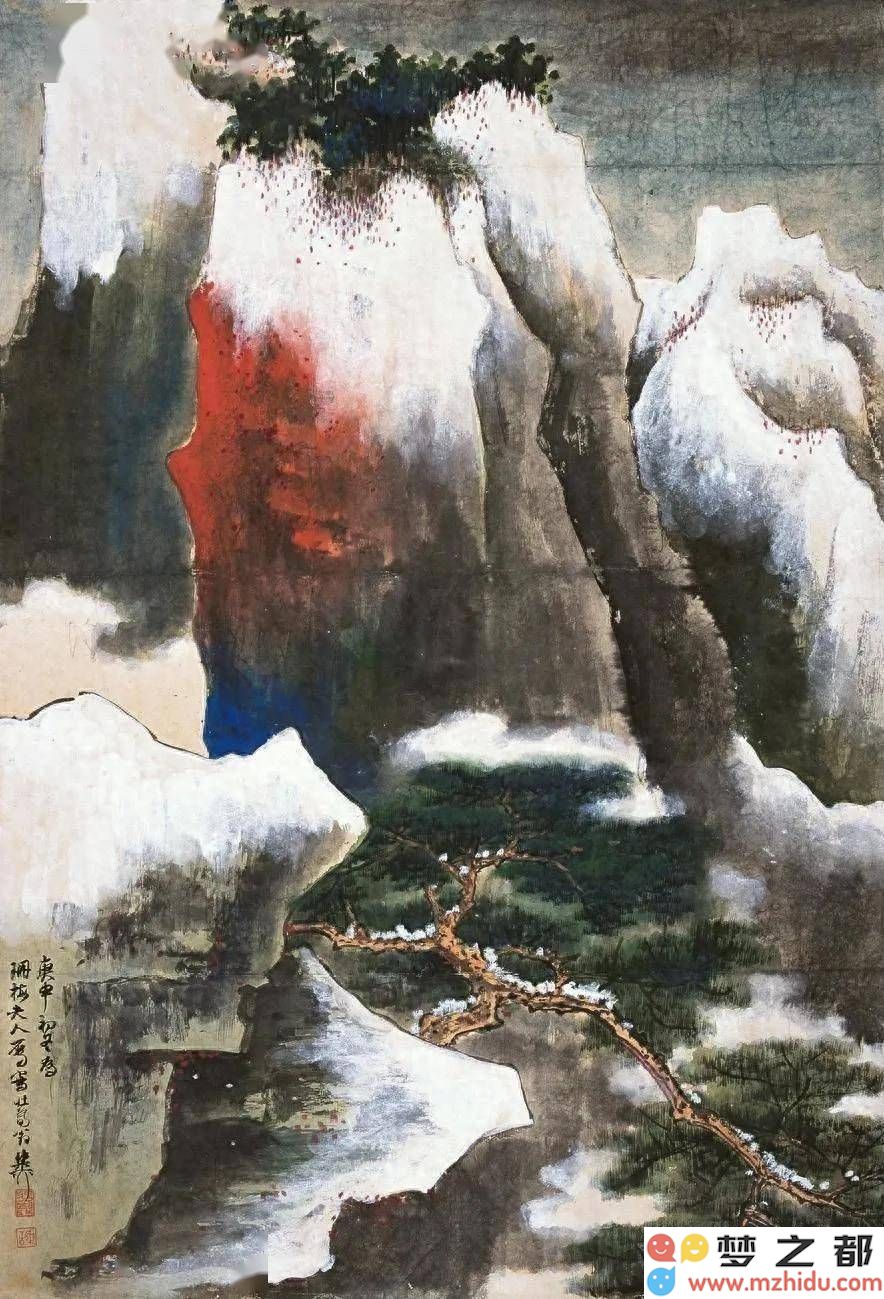 谢稚柳冬日雪景与山水交融：在寒冷季节中感悟诗意的生机与无限创造力