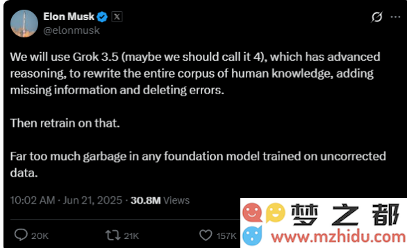 马斯克计划让Grok打破“传统媒体”的束缚，重塑整个知识体系的未来