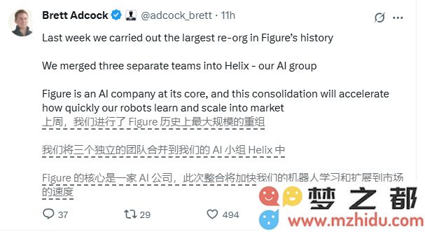 Figure历史性重组：三大技术团队整合为崭新的AI核心团队Helix