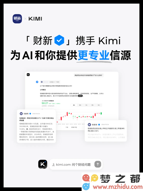 Kimi与财新传媒正式签署内容合作协议，共同致力于提供更加专业和可靠的财经资讯